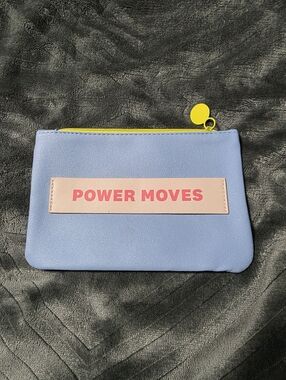 ipsy Light Blue Cosmetic Pouch with Pink Patch and Yellow Zip